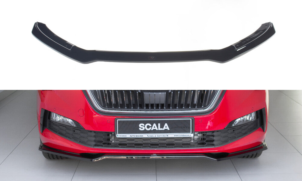 MAXTON Cup spoiler lip front attachment V.2 for Skoda Scala, high-gloss black